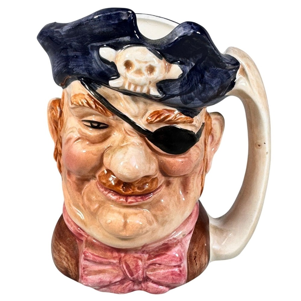 Vintage Pirate Head Mug Japan Ceramic Figural‎ Tankard 6" Hand Painted